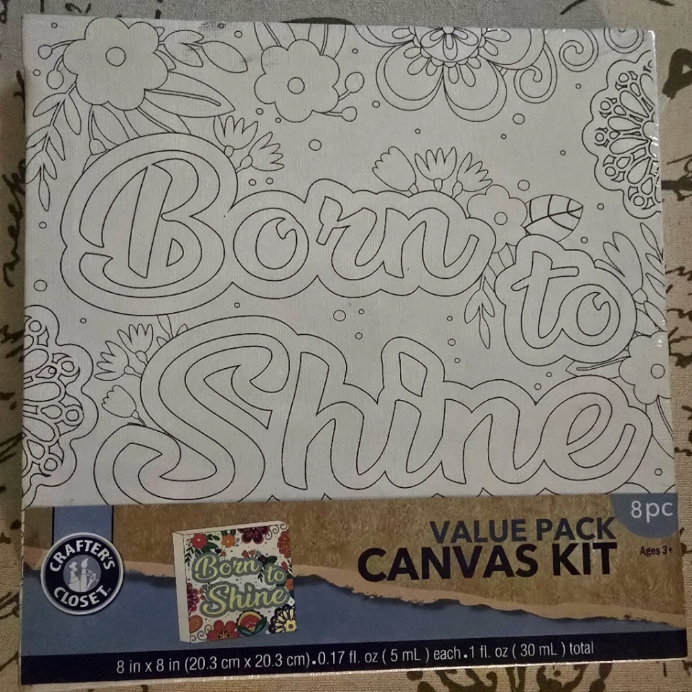 Crafter's Closet Canvas Paint Kit New "Born To Shine"